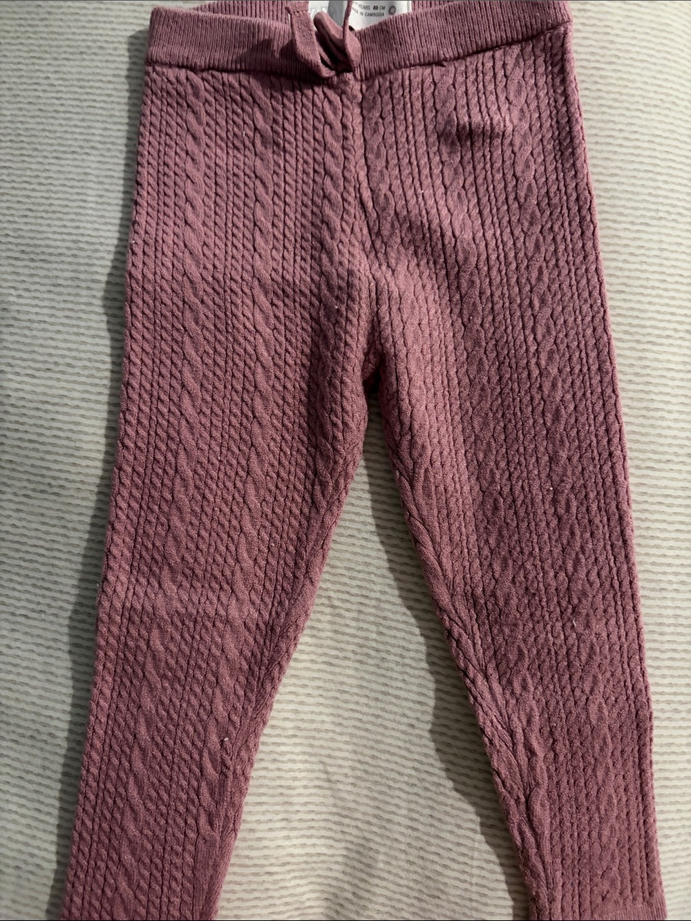 Zara Girls' Cable Knit Leggings - Mauve Pink